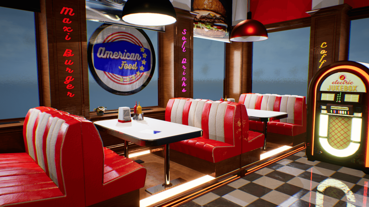 An image showing American Food Restaurant asset pack, created with Unreal Engine.