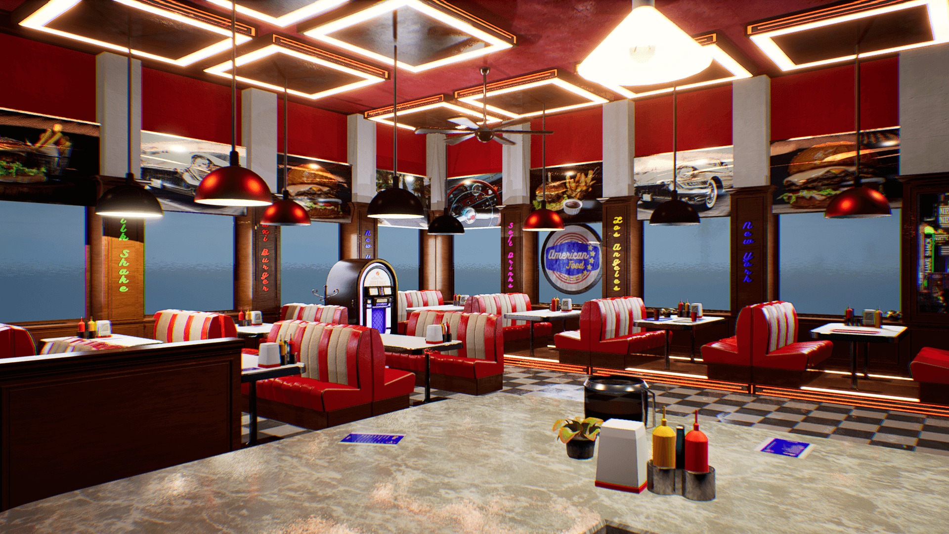 An image showing American Food Restaurant asset pack, created with Unreal Engine.