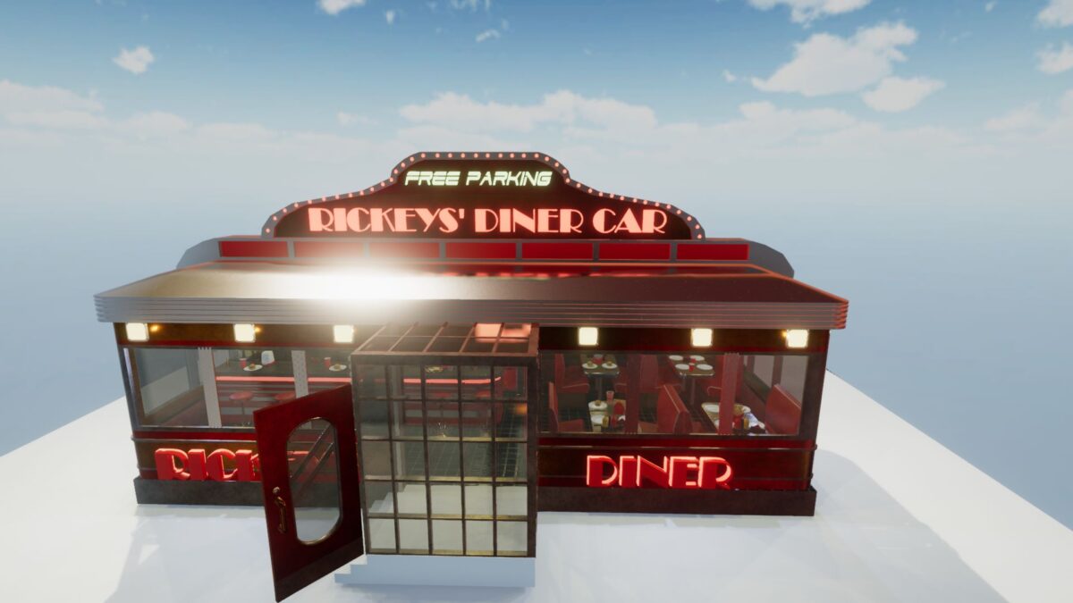 An image showing Rickey's Diner Car asset pack, created with Unity Engine.
