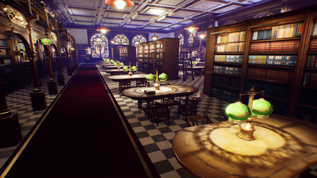 An image showing National Library asset pack, created with Unreal Engine.