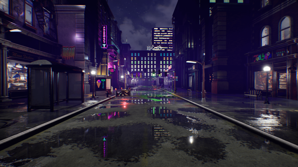 An image showing Night City Creator Update asset pack, created with Unreal Engine.