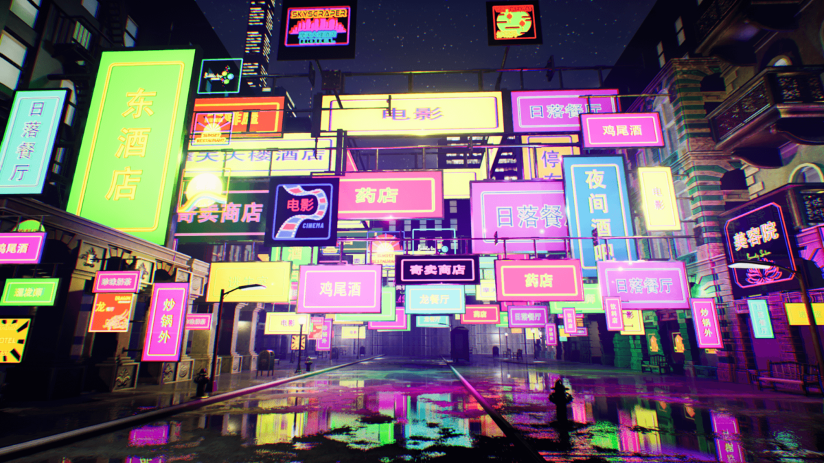 An image showing Chinese Neon Signs asset pack, created with Unreal Engine.