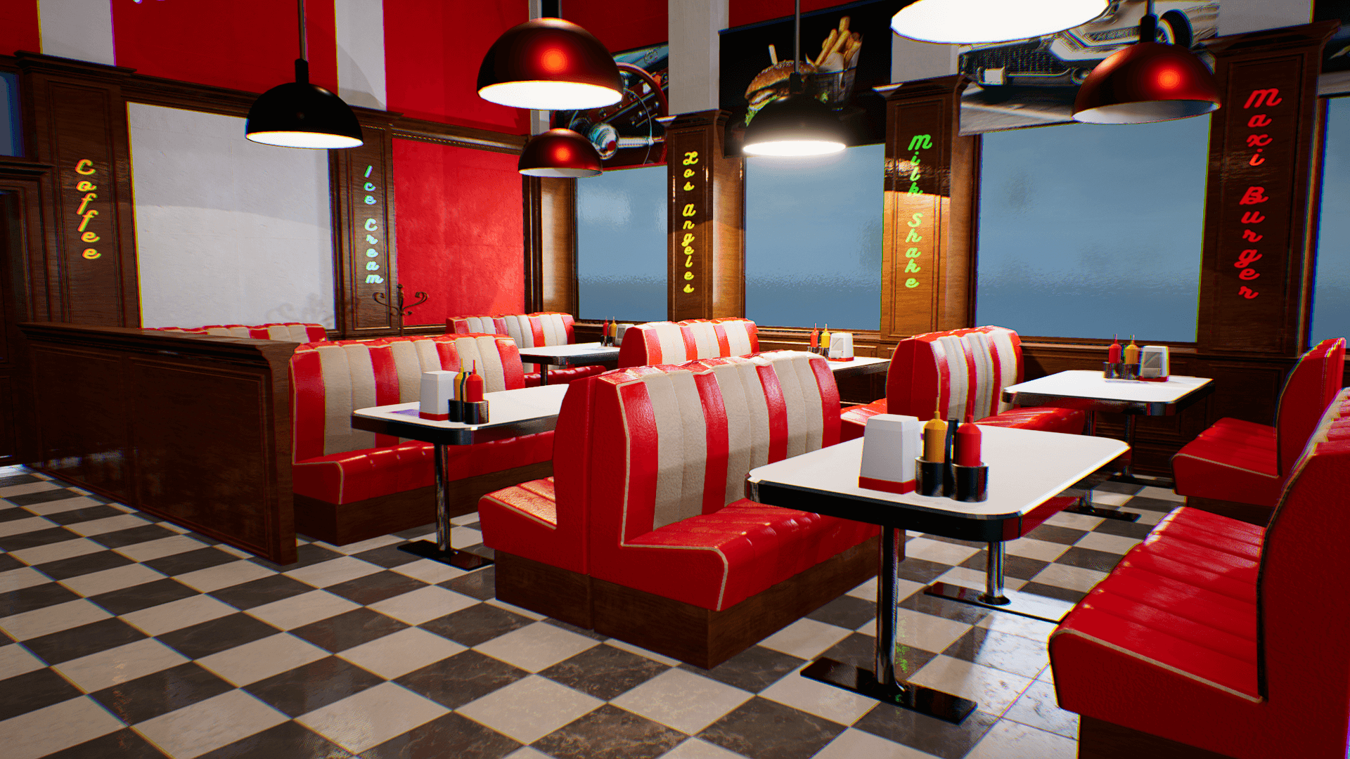 An image showing American Food Restaurant asset pack, created with Unreal Engine.