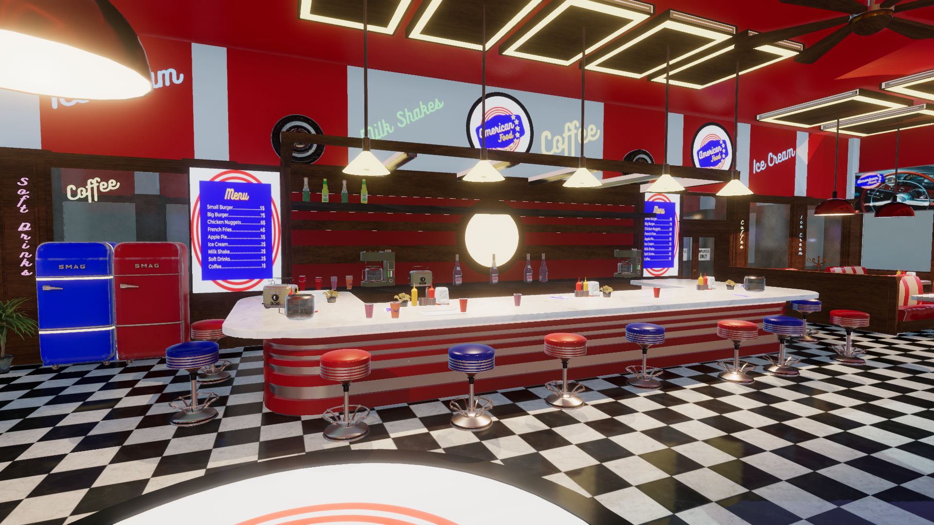 An image showing American Food Restaurant asset pack, created with Unity Engine.