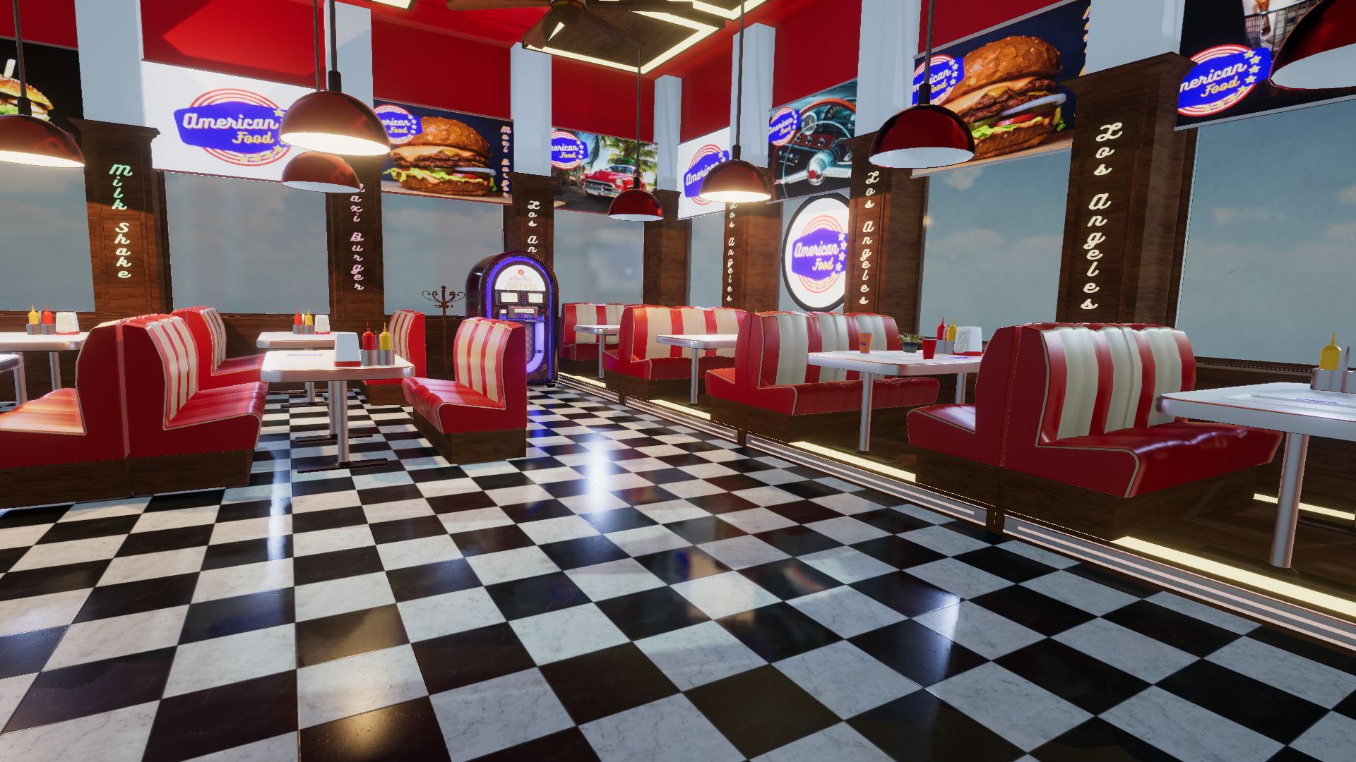 An image showing American Food Restaurant asset pack, created with Unity Engine.