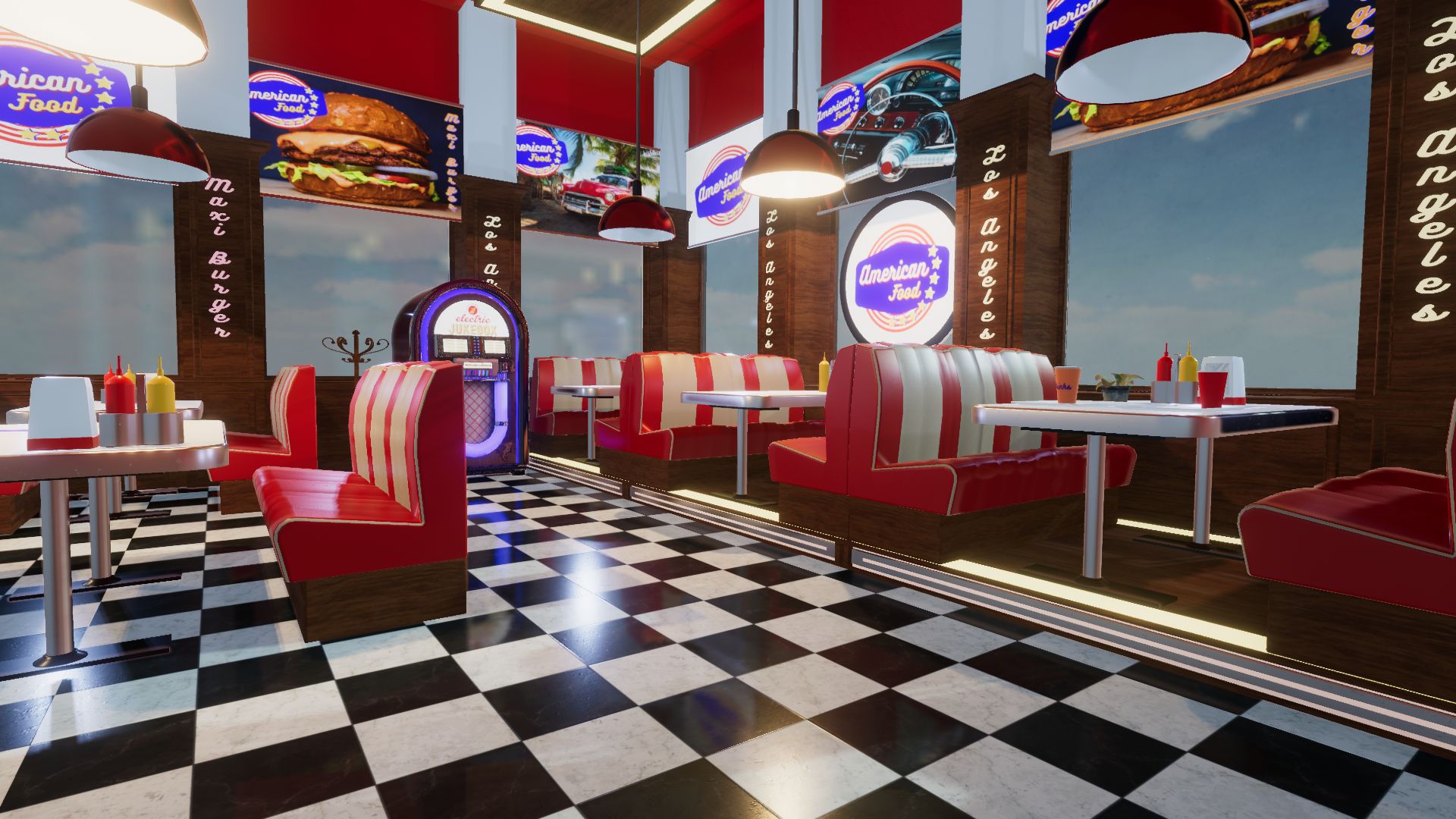 An image showing American Food Restaurant asset pack, created with Unity Engine.