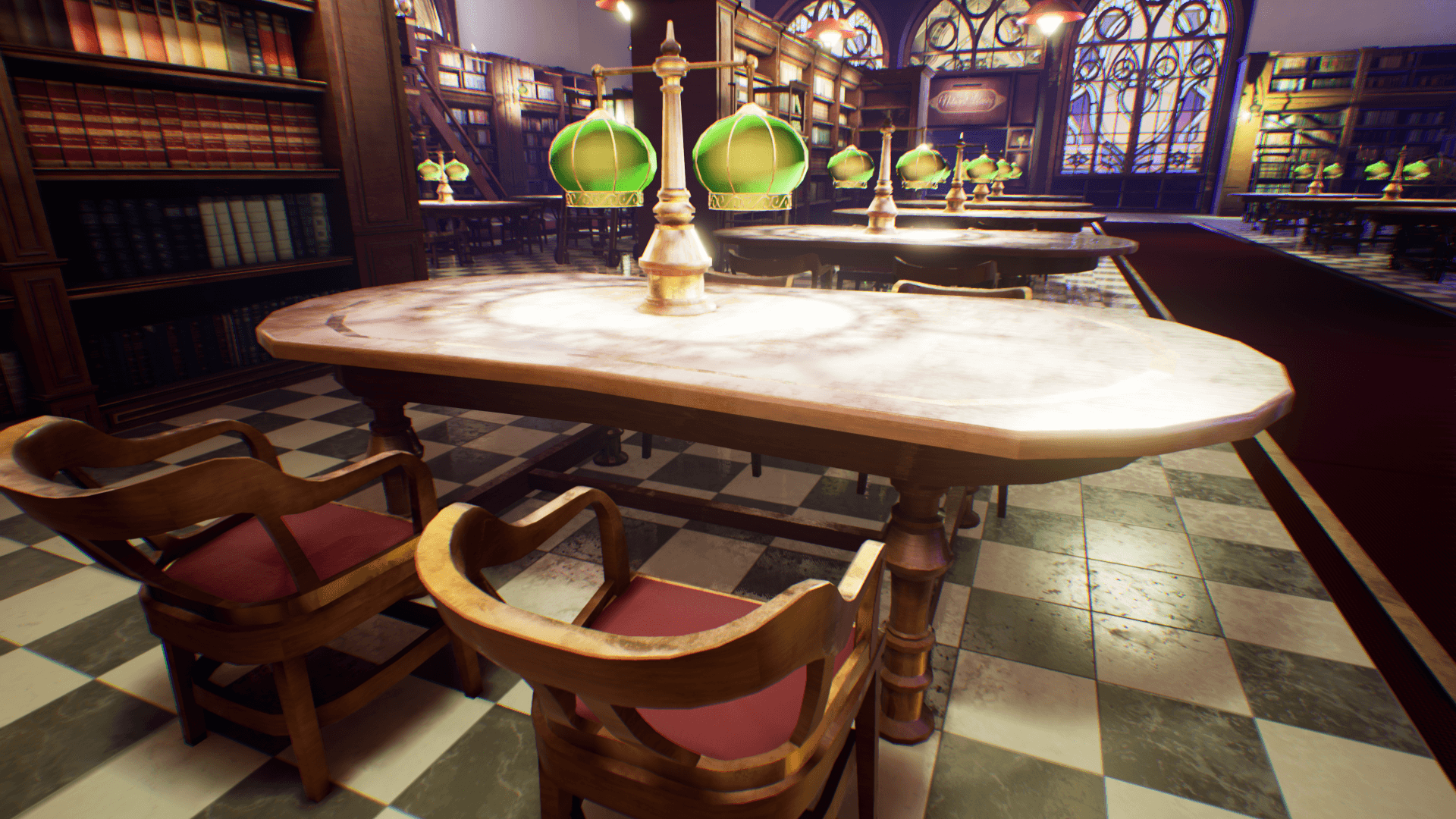 An image showing National Library asset pack, created with Unreal Engine.