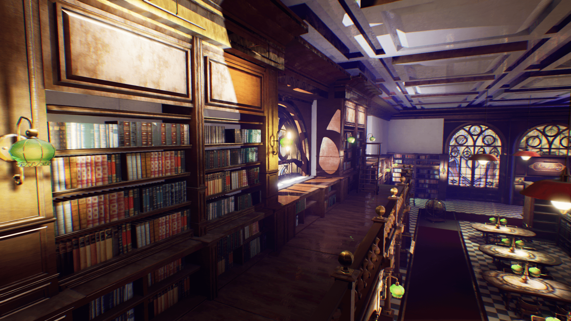 An image showing National Library asset pack, created with Unreal Engine.