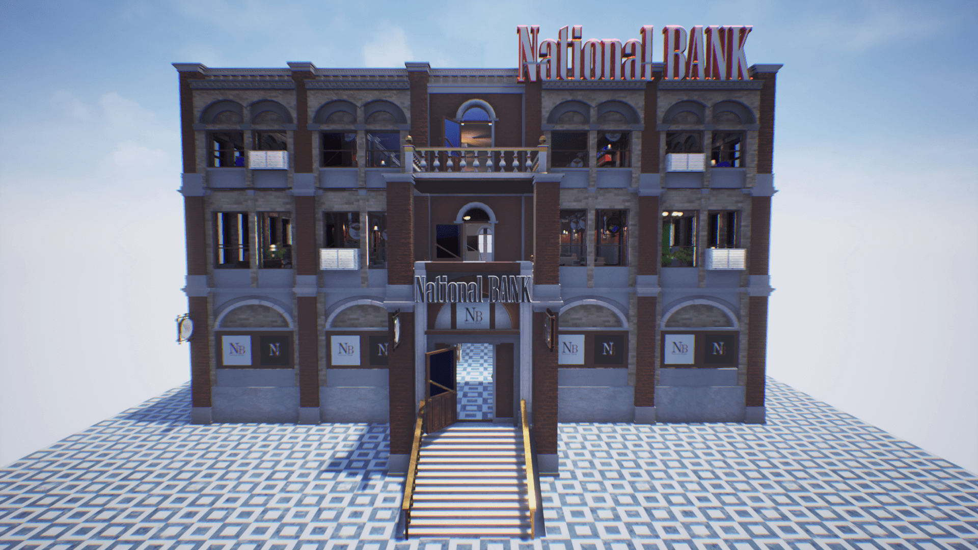 An image showing National Bank asset pack, created with Unreal Engine.