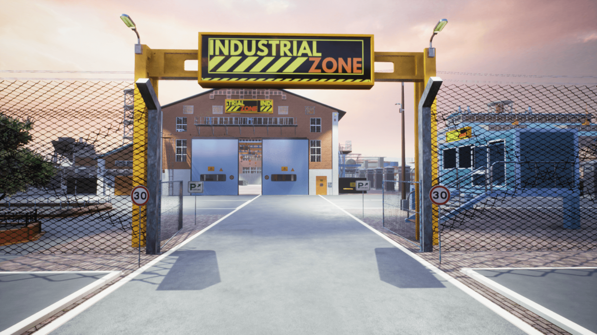 An image showing Industrial Zone asset pack, created with Unreal Engine.