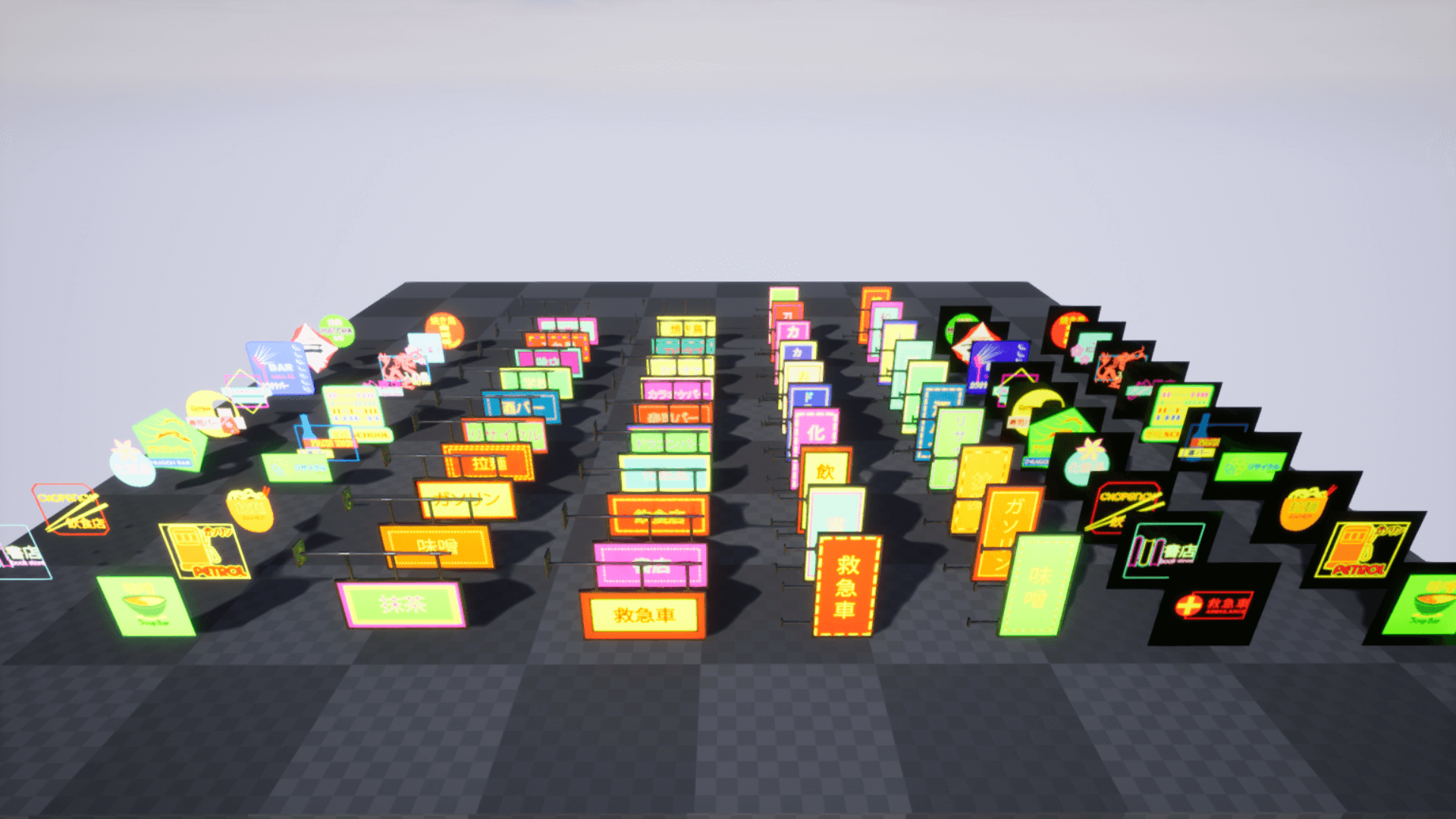 An image showing Japanese Neon Signs asset pack, created with Unreal Engine.