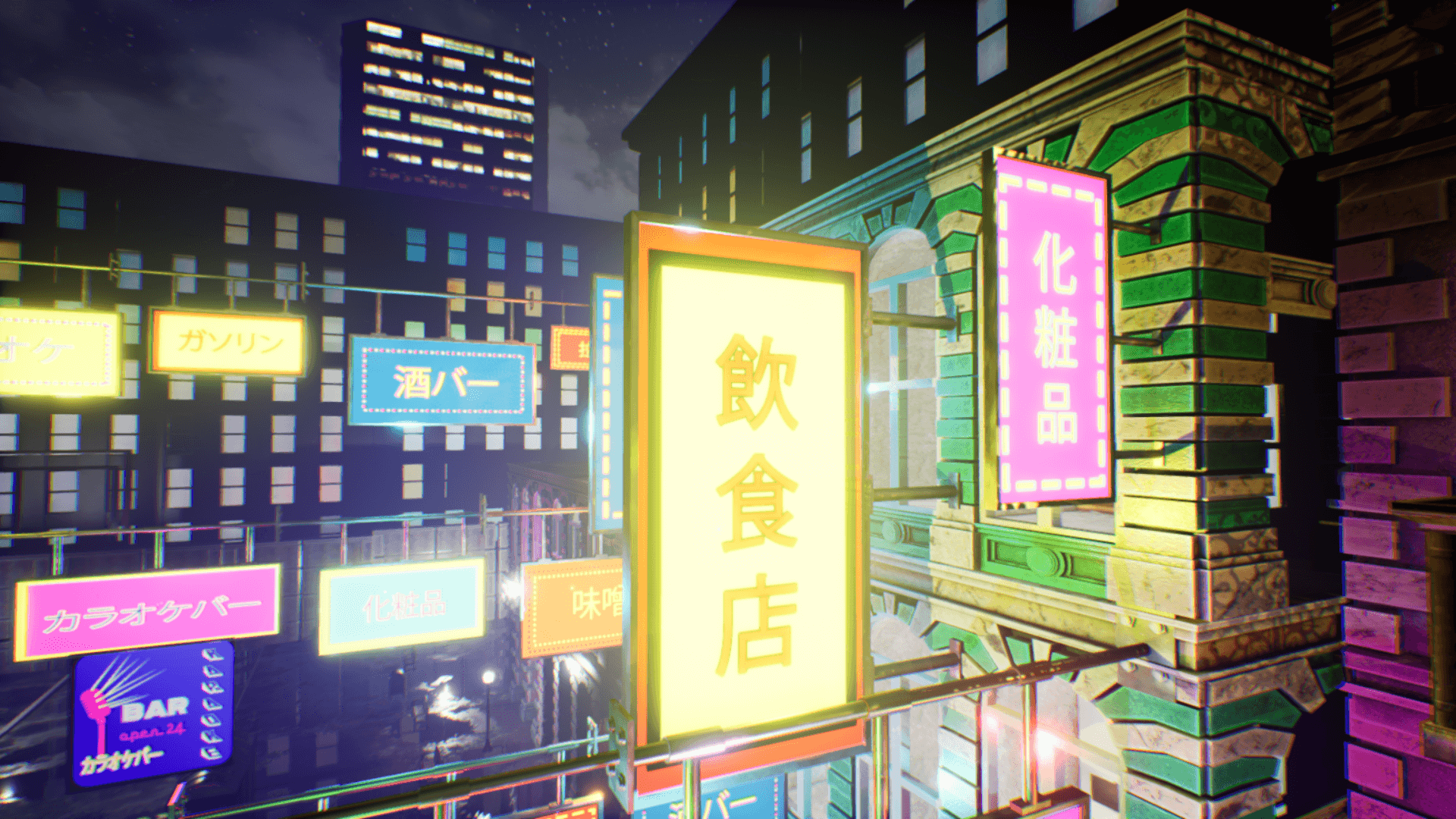 An image showing Japanese Neon Signs asset pack, created with Unreal Engine.