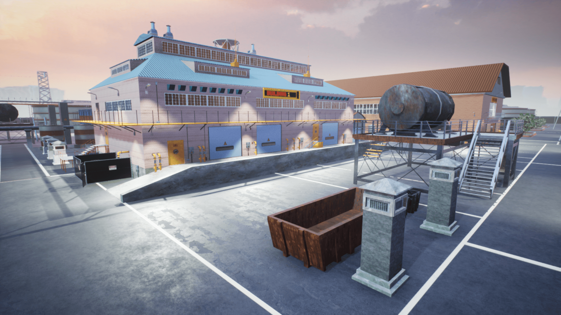 An image showing Industrial Zone asset pack, created with Unreal Engine.