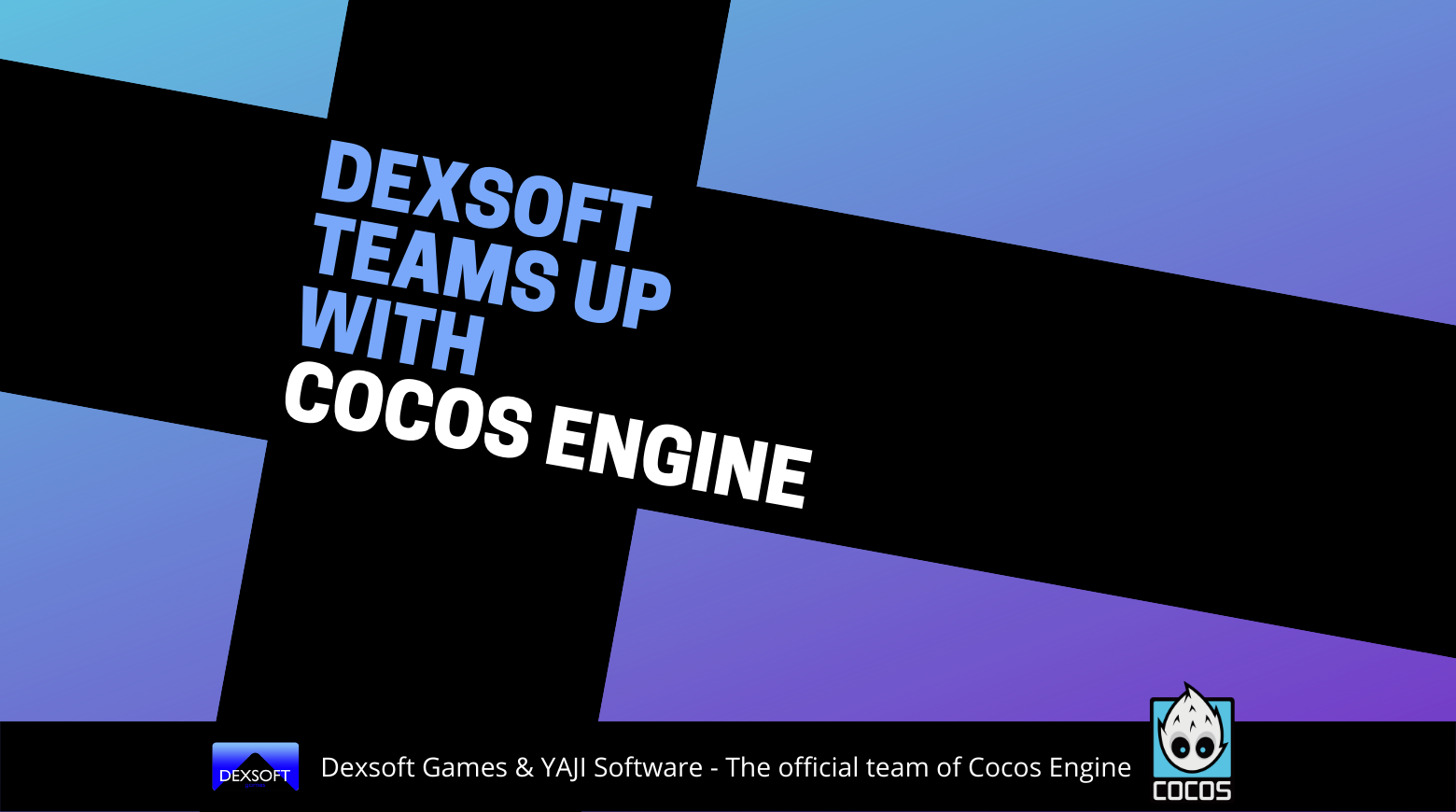 An image showing the official partnership announcement between Dexsoft Games and Cocos Engine