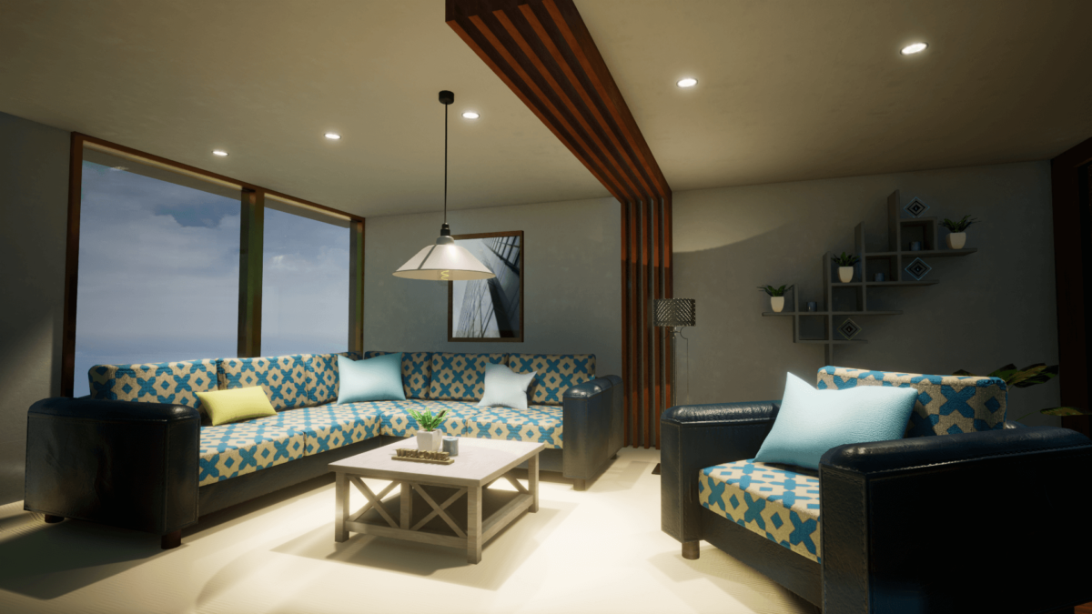 An image showing the Living Room asset pack, created with Unreal Engine