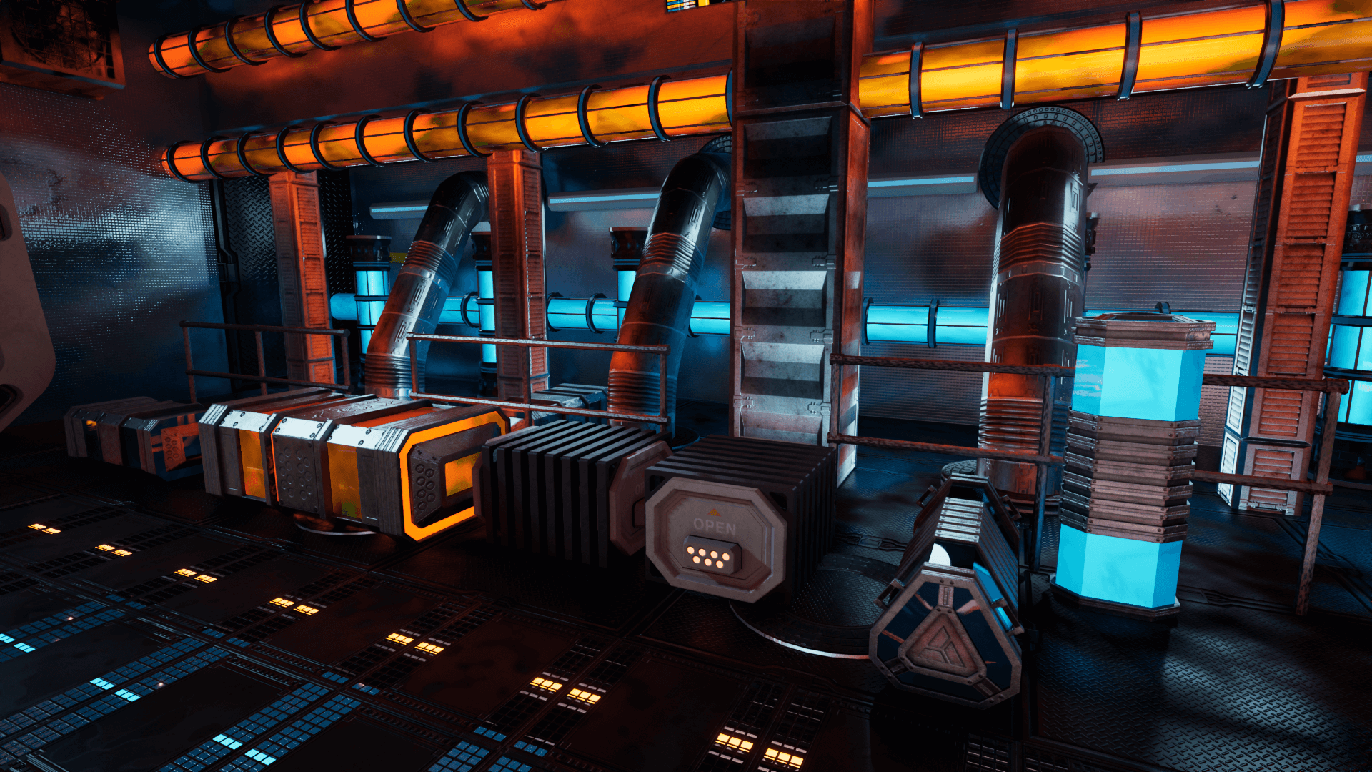 An image showing the SciFi Props asset pack, created with Unreal Engine