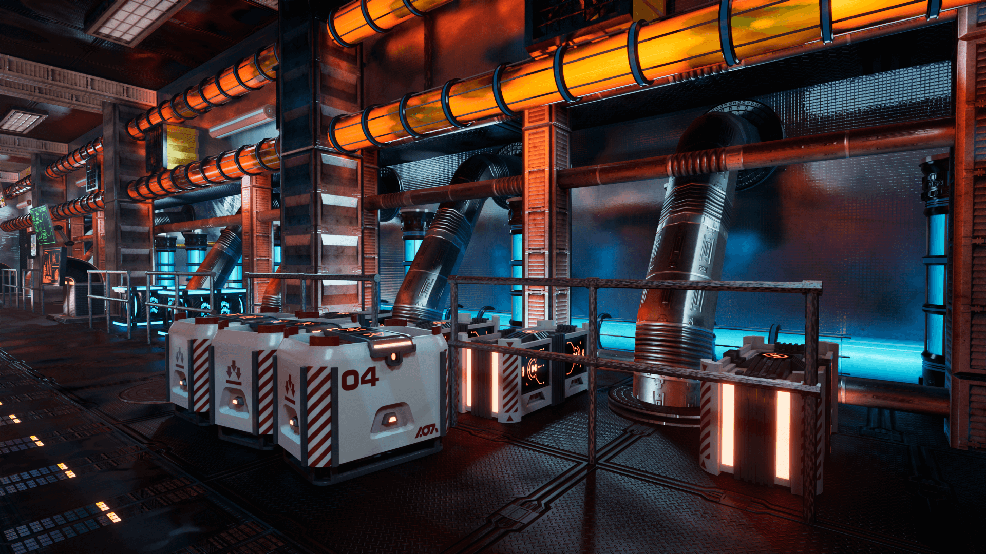 An image showing the SciFi Props asset pack, created with Unreal Engine