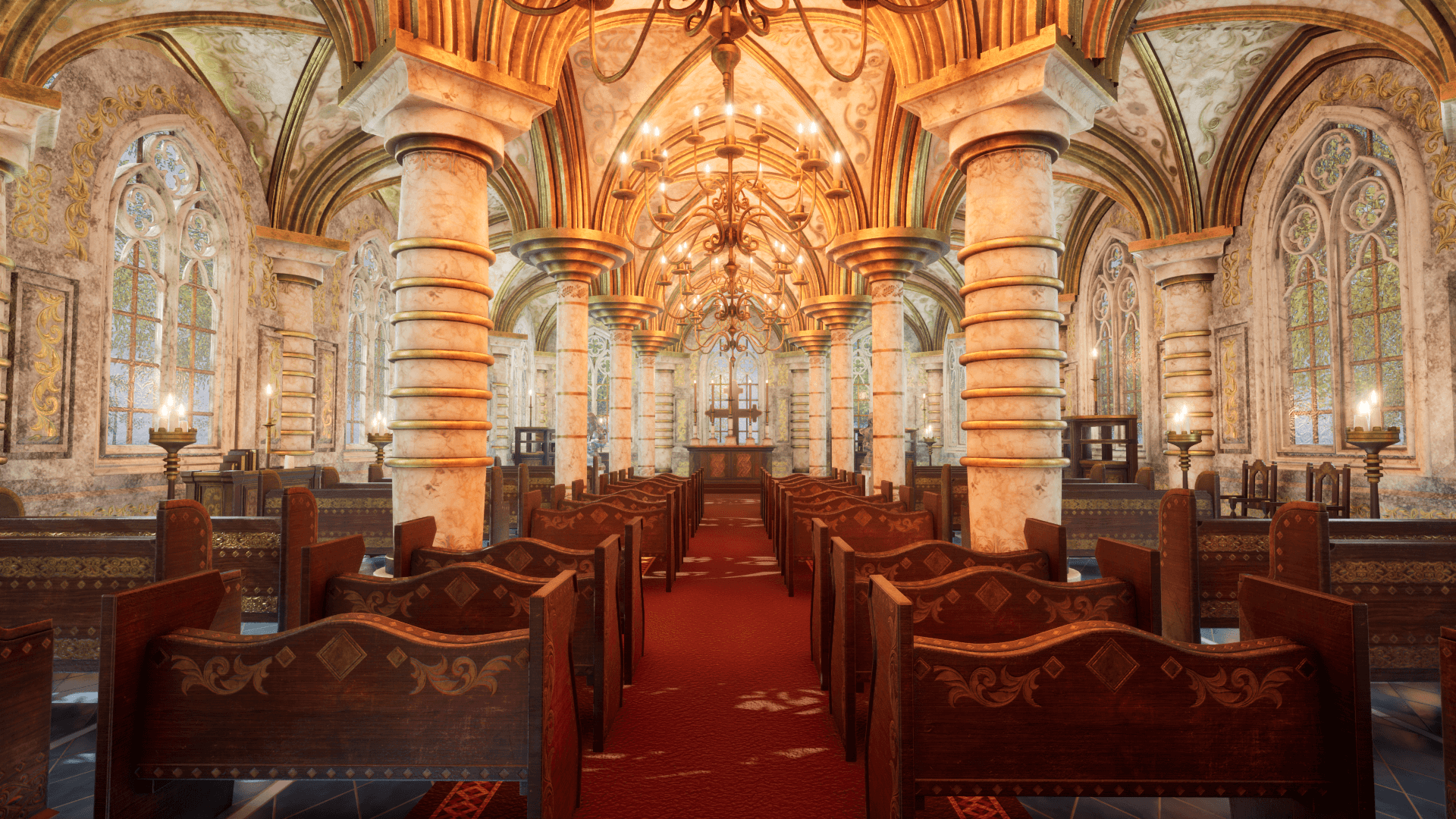 An image showing the Church 6. asset pack, created with Unreal Engine