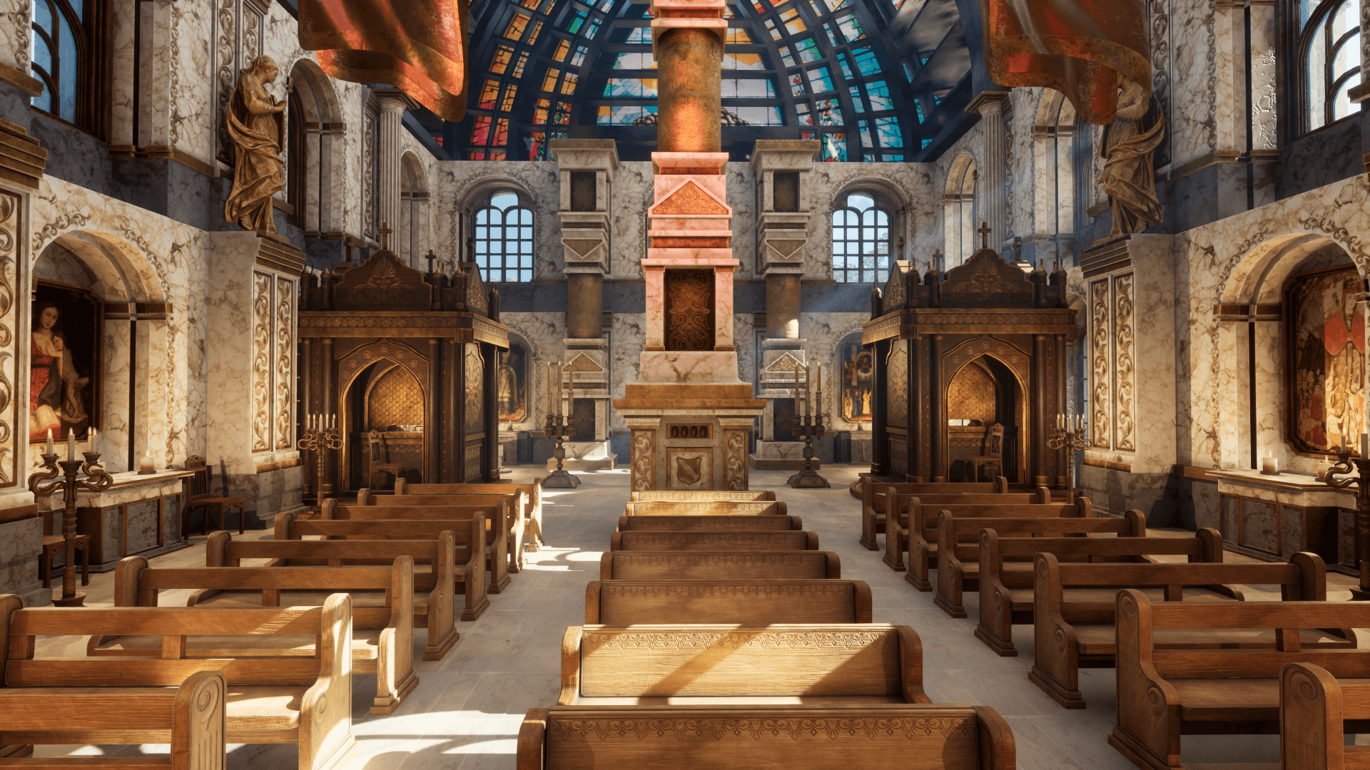 An image showing the Cathedral 3. asset pack, created with Unreal Engine