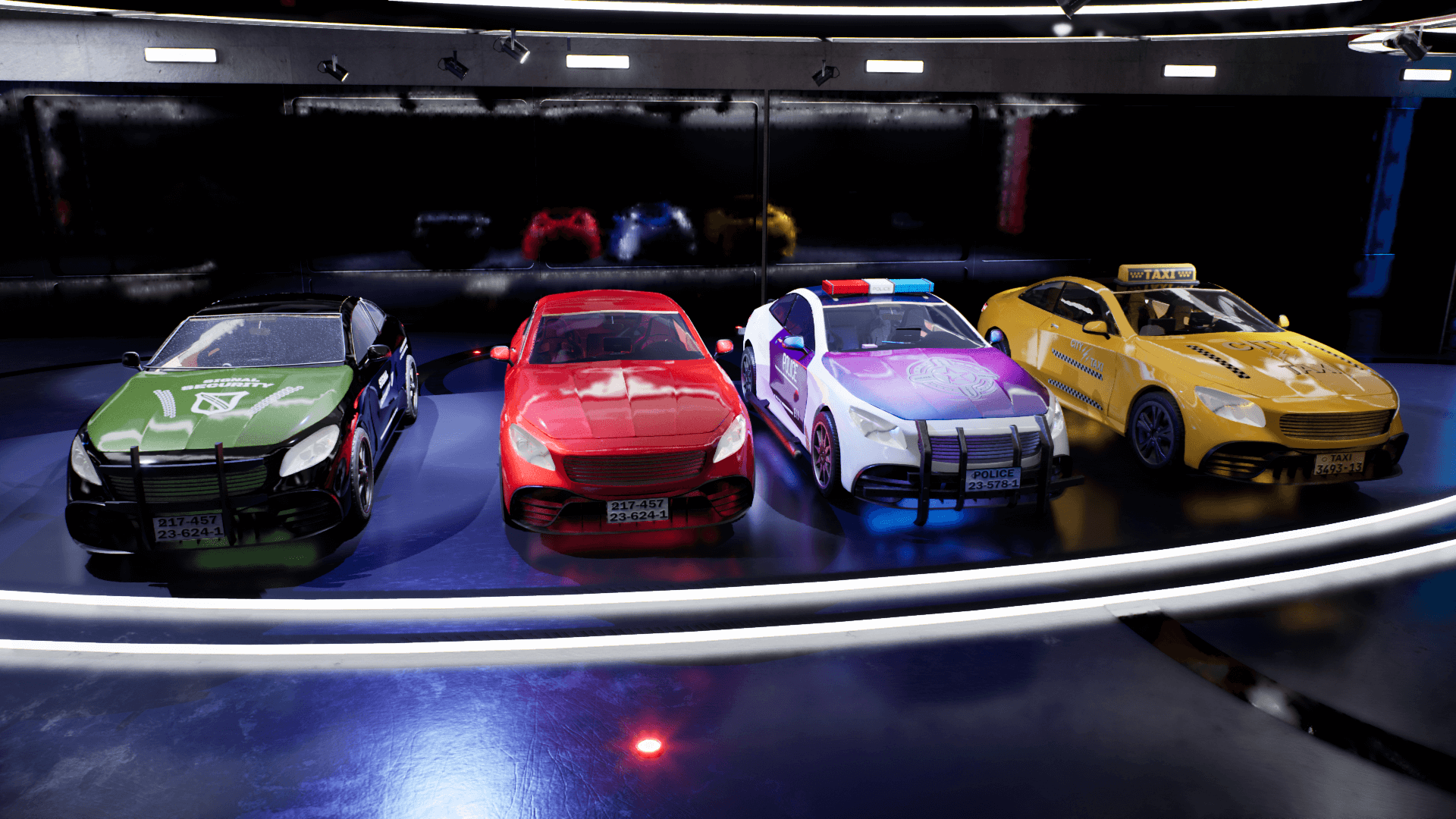 An image showing the Sedan Bundle asset pack, created with Unreal Engine