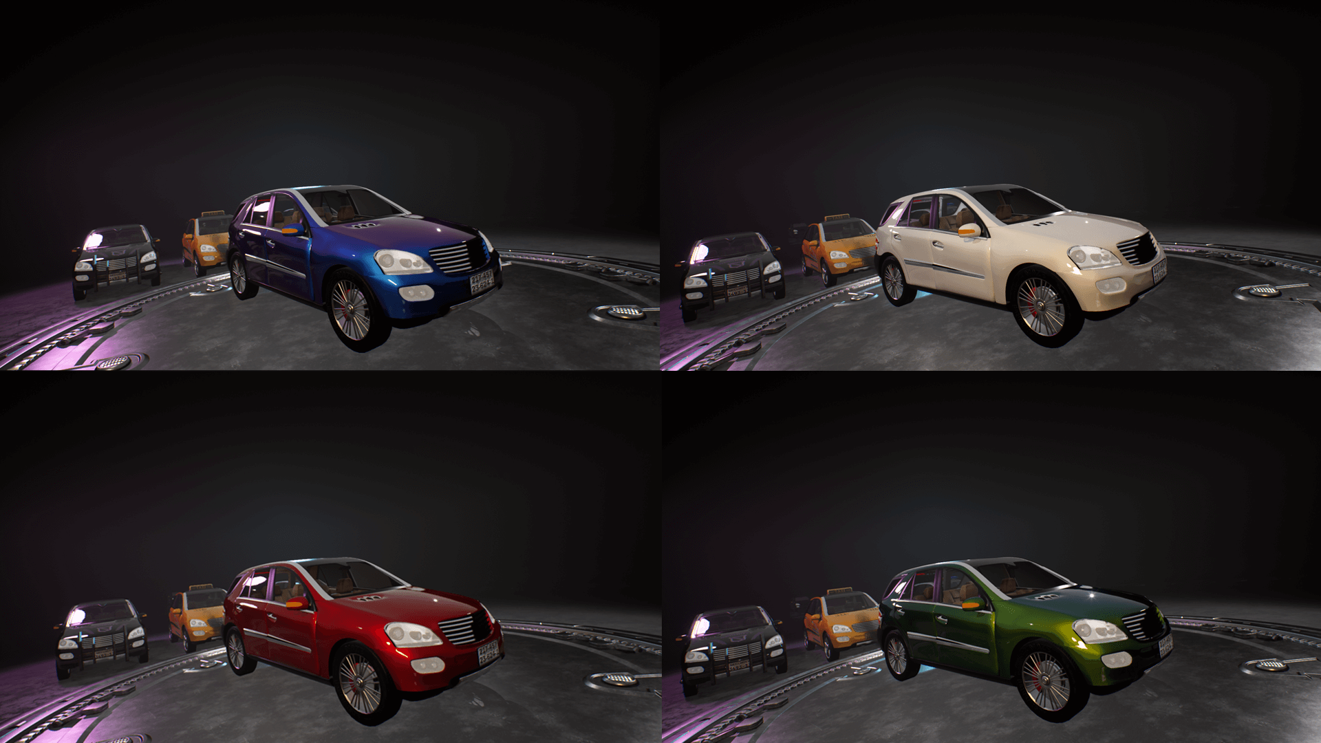 An image showing the SUV Bundle asset pack, created with Unreal Engine