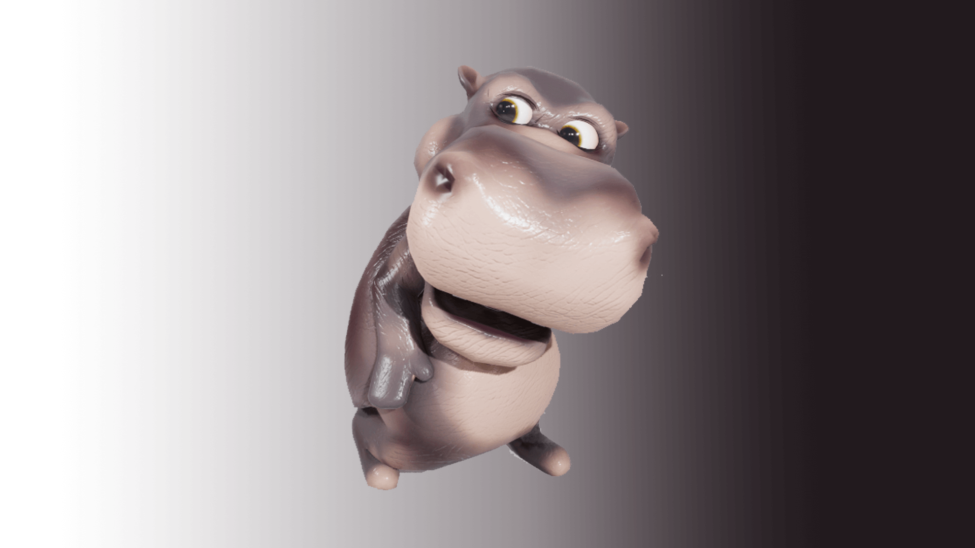 An image showing the Animated Hippo Model, created with Unreal Engine